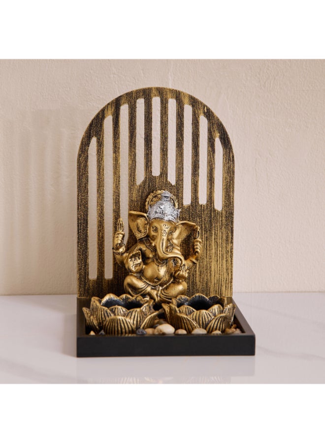 Home Box Ganesh Statue with Tealight Tray - Gold - Image 4